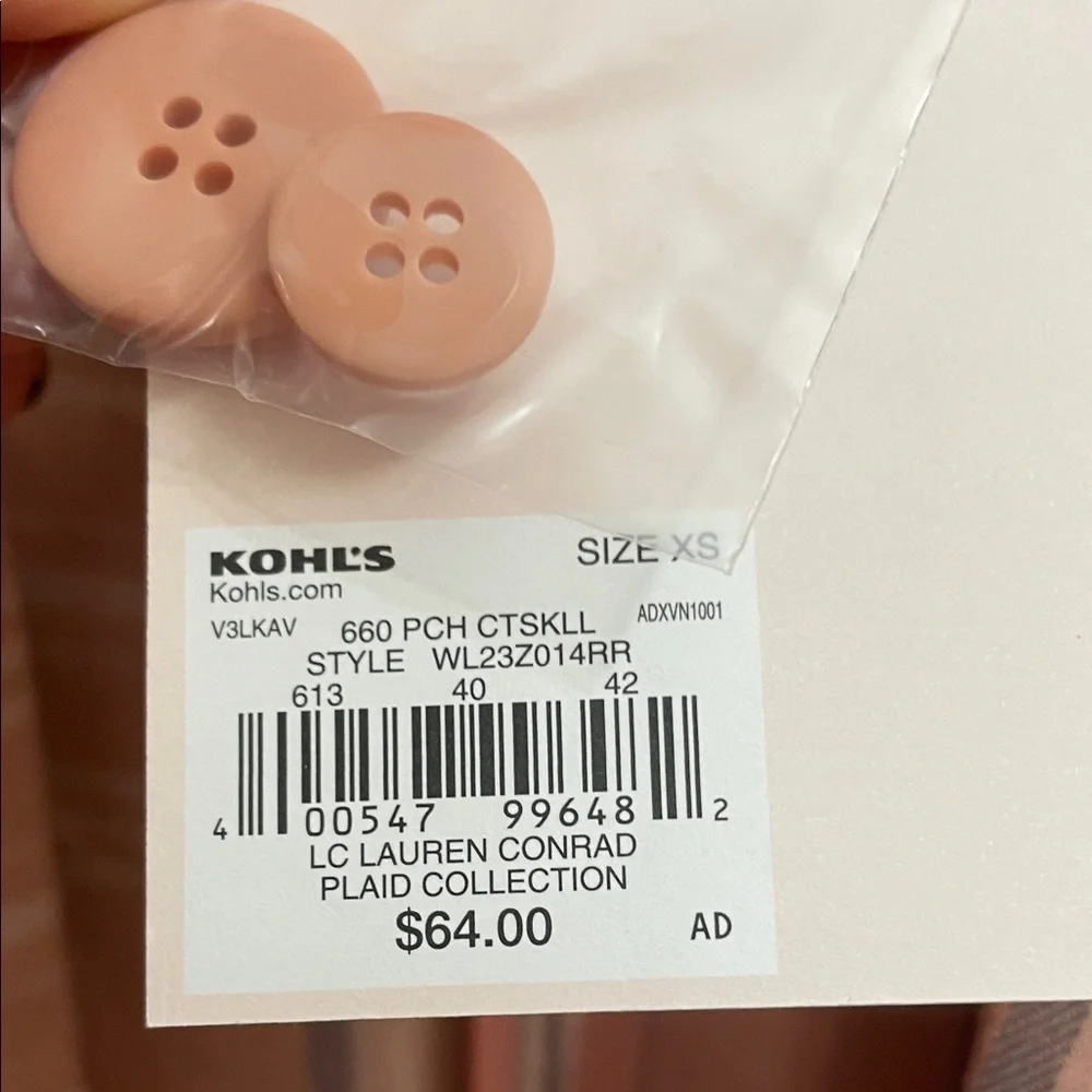 LC Lauren Conrad Peach Plaid Blazer - Picture 3 of 7